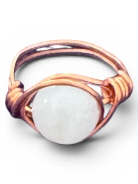 No Brand Jewelry - Rose Quartz Copper Wire Wrapped Ring | Handmade Boho Crystal Jewelry